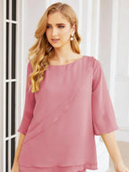 Sunnderly Elegant 2 Piece Mother of The Bride Dress Plus Size Pant Suits Ruffle Layers Sliver Housecoat SY28064 by numbersea