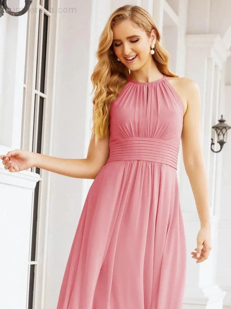 Numbersea Keyhole Bridesmaid Dresses Sleeveless Formal Evening Party Prom Gowns 28043 by numbersea