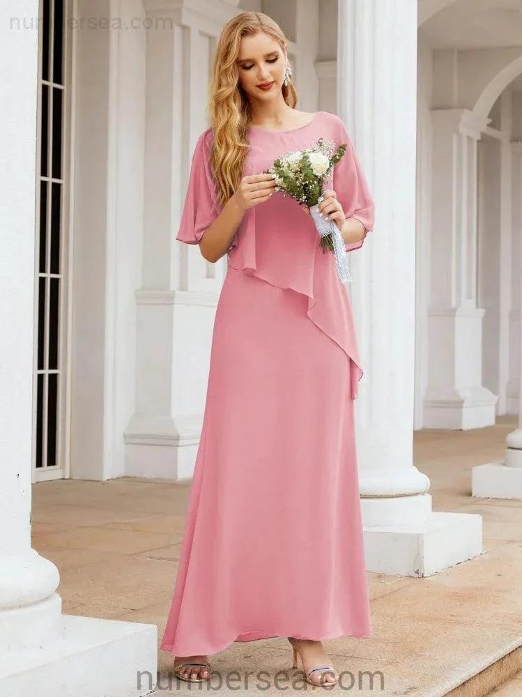 Sunnderly Formal Party Gown Dress Long Mother of The Bride Dresses with Ruffle Cape SY28026 by numbersea