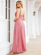 Numbersea Abiti da damigella incrociati con collo all'americana per festa, matrimonio, sera, ballo di fine anno, abiti lunghi da ballo 28053