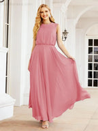 Numbersea Sleeveless Long Bridesmaid Dress A line Formal Evening Prom Gown 28025