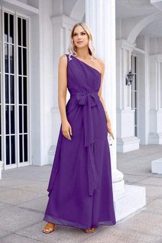 Ladies Chiffon One Shoulder Bridesmaid Evening Dress Wedding Party Evening Dress 28133