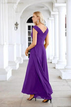 Ladies Chiffon V Neck Sleeveless Floor Length Bridesmaid Evening Dress Wedding Party Evening Dress 28126 by numbersea