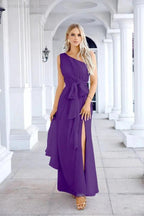 Ladies Chiffon One Shoulder Bridesmaid Evening Dress Wedding Party Evening Dress 28133 by numbersea