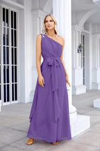 Ladies Chiffon One Shoulder Bridesmaid Evening Dress Wedding Party Evening Dress 28133 by numbersea