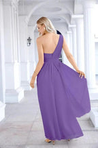 Ladies Chiffon One Shoulder Bridesmaid Evening Dress Wedding Party Evening Dress 28133 by numbersea