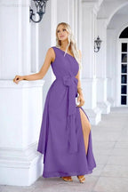Ladies Chiffon One Shoulder Bridesmaid Evening Dress Wedding Party Evening Dress 28133 by numbersea