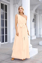 Ladies Chiffon One Shoulder Bridesmaid Evening Dress Wedding Party Evening Dress 28133 by numbersea