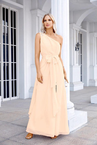 Ladies Chiffon One Shoulder Bridesmaid Evening Dress Wedding Party Evening Dress 28133