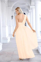 Ladies Chiffon One Shoulder Bridesmaid Evening Dress Wedding Party Evening Dress 28133 by numbersea