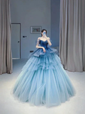 Stunning A-line Gradite Tulle Puffy Ball Gown Y6786 by simplepromdress