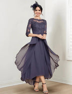 A-Line/Princess Scoop Tea-Length Mother of the Bride Dresses by Dreamylily