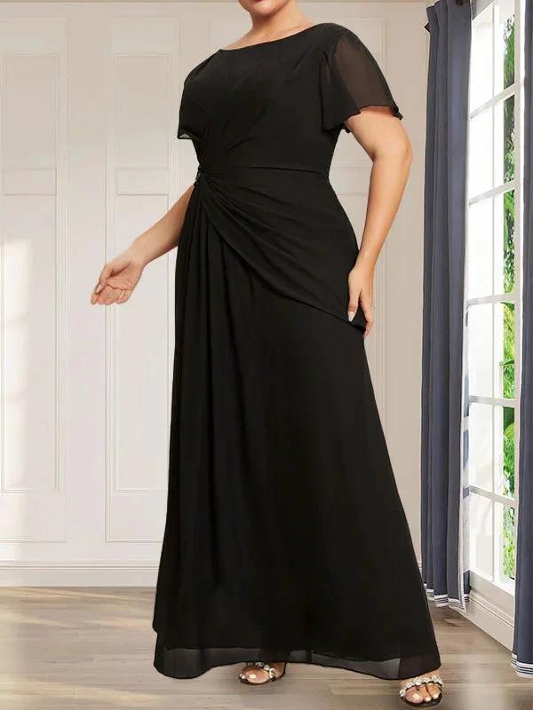 A-line Scoop Illusion Tea-Length Chiffon Lace Mother of the Bride Dress With Beading Sequins by Dreamylily