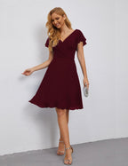 Numbersea U Back Homecoming Dress Formal Prom Dress Knee Length Short Sleeves Cocktail Party Dress 28077 by numbersea