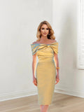 Sheath/Column Off shoulder Short Sleeves Mother of the Bride Dresses by Dreamylily