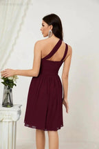 Numbersea Women Chiffon Short One Shoulder Bridesmaid Dress Formal Dresses for Party Homecoming 2804 by numbersea