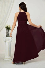 Numbersea Formal Party Gown Dress Chiffon Halter Long Sleeveless Bridesmaid Dresses 2802 by numbersea