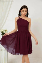 Numbersea Women Chiffon Short One Shoulder Bridesmaid Dress Formal Dresses for Party Homecoming 2804 by numbersea