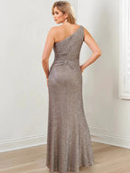 Sheath/Column One-Shoulder Floor-Length Mother of the Bride Dresses by Dreamylily