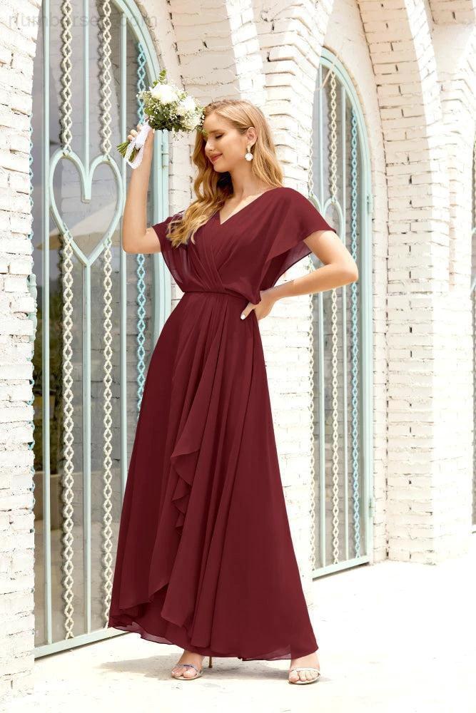 Numbersea Mother of The Bride Dresses Plus Size V-Neck Floor Length Formal Prom Dress for Wedding Guest 28020 by numbersea