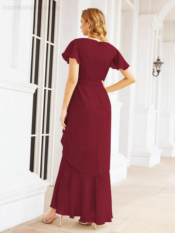 Numbersea Ruffled Bridesmaid Dresses Mermaid Formal Violin Evening Party Prom Gowns 28042