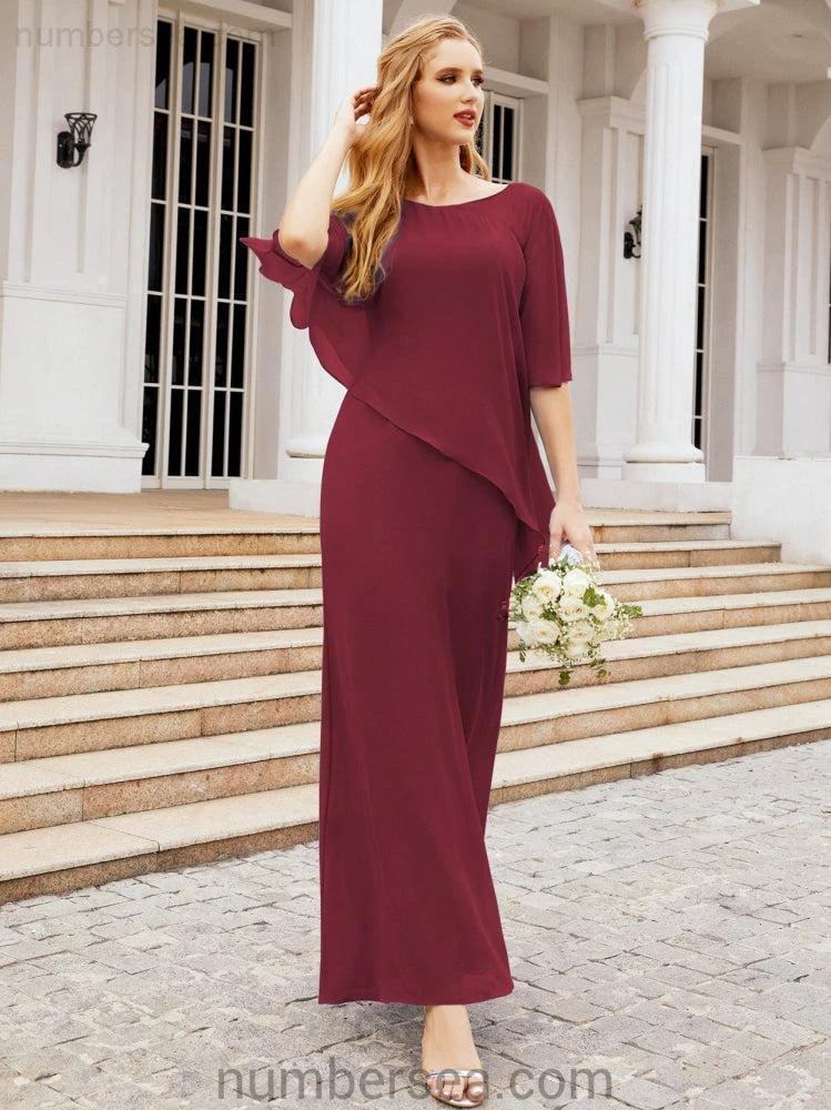 Sunnderly Formal Party Gown Dress Long Mother of The Bride Dresses with Ruffle Cape SY28026 by numbersea