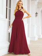 Numbersea Abiti da damigella incrociati con collo all'americana per festa, matrimonio, sera, ballo di fine anno, abiti lunghi da ballo 28053