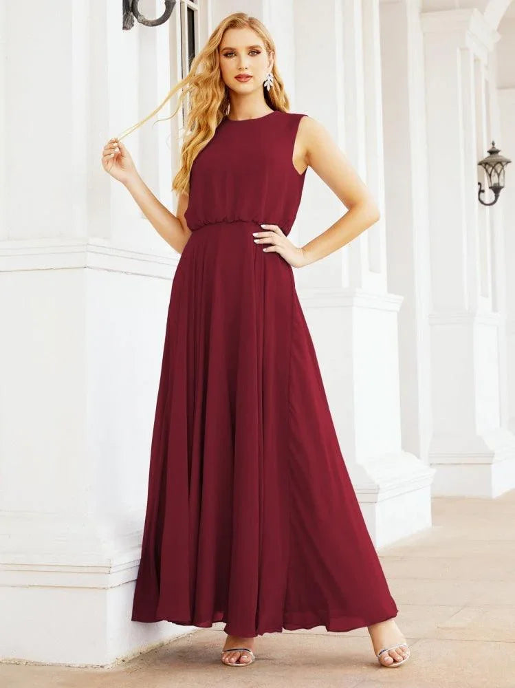 Numbersea Sleeveless Long Bridesmaid Dress A line Formal Evening Prom Gown 28025