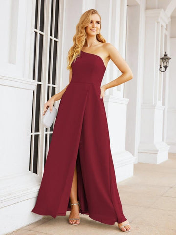 Numbersea Women's One Shoulder Formal Prom Gowns for Mother of The Bride Side Slit Bridesmaid Dresses 28052