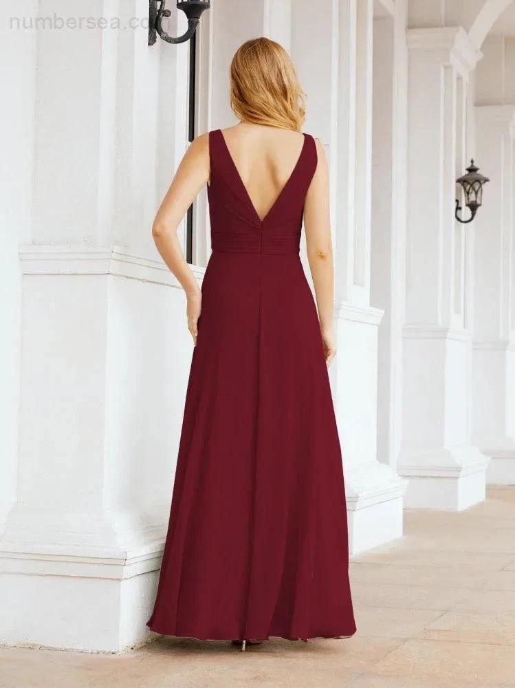 Numbersea Bridesmaid Dresses for Wedding Ruffles Long Formal Prom Gowns 28039 by numbersea