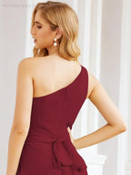 Numbersea One Shoulder Bridesmaid Dresses Long Formal Prom Gowns 28048