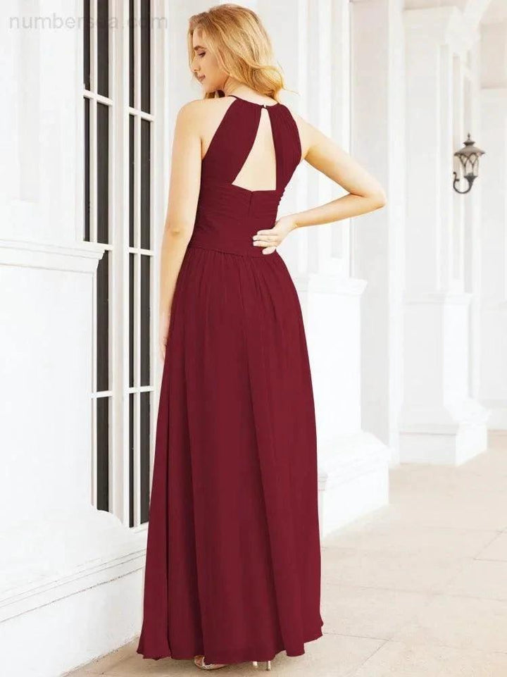 Numbersea Sleeveless Bridesmaid Dresses Long Prom Gown Zipper with Keyhole Back 28056 by numbersea