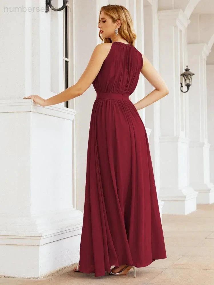 Numbersea Halter Bridesmaid Dress Empire Waist Formal Evening Prom Gown for Mother of The Bride 28030 by numbersea