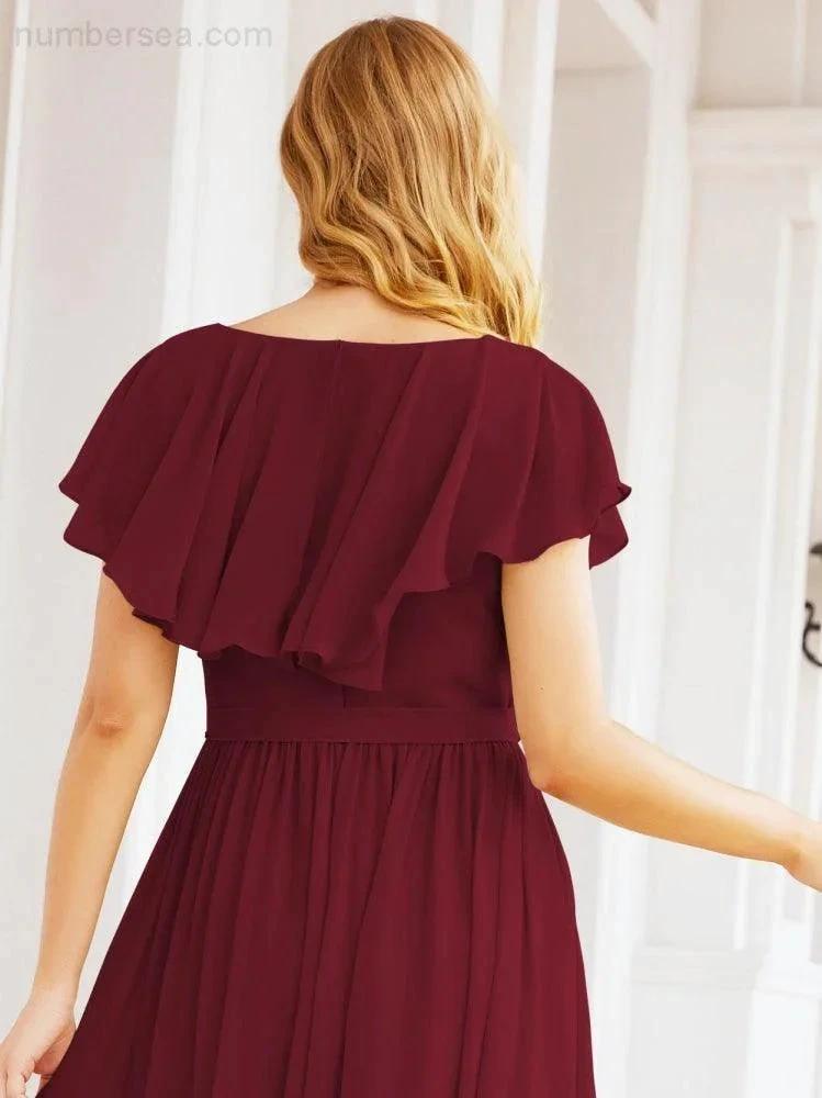 Bridesmaid Dresses with Flutter Sleeves Formal Evening Party Prom Gowns 28044 by numbersea