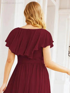 Bridesmaid Dresses with Flutter Sleeves Formal Evening Party Prom Gowns 28044 by numbersea