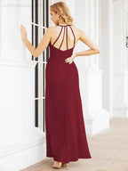 Numbersea Spaghetti Strap Bridesmaid Dresses V-Neck Long A-Line Formal Prom Gowns 28063 by numbersea