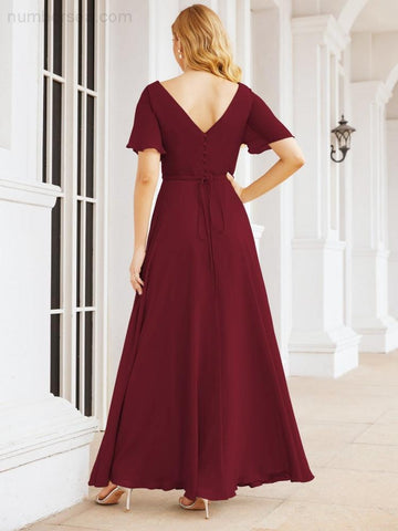 Numbersea Formal Prom Gowns for Mother of The Bride Short Sleeves Bridesmaid Dress 28049