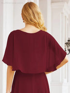 Numbersea Bridesmaid Dresses for Wedding Formal Evening Party Prom Gown with Cape 28050