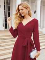 Bridesmaid Dress V-Back Waist Belt Mother of the Bride Wedding Guest SY28031 by numbersea