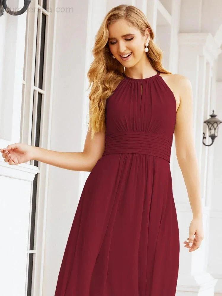 Numbersea Keyhole Bridesmaid Dresses Sleeveless Formal Evening Party Prom Gowns 28043 by numbersea