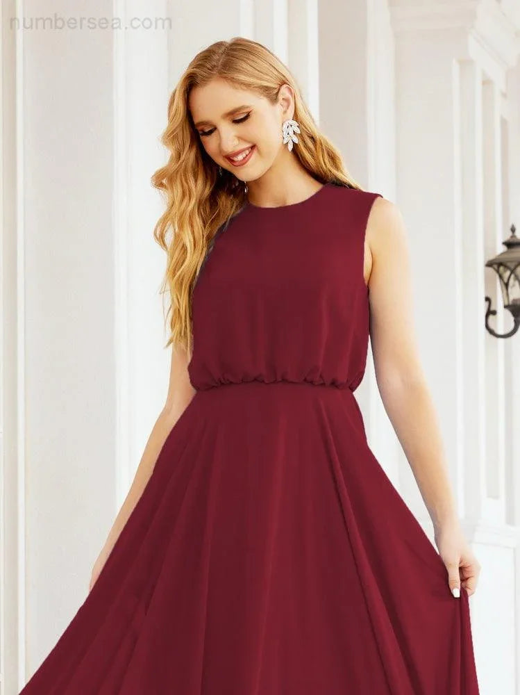 Numbersea Sleeveless Long Bridesmaid Dress A line Formal Evening Prom Gown 28025