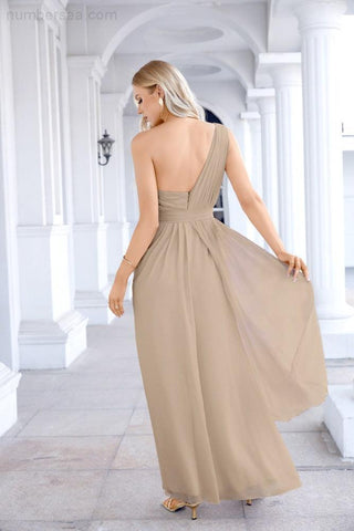 Ladies Chiffon One Shoulder Bridesmaid Evening Dress Wedding Party Evening Dress 28133