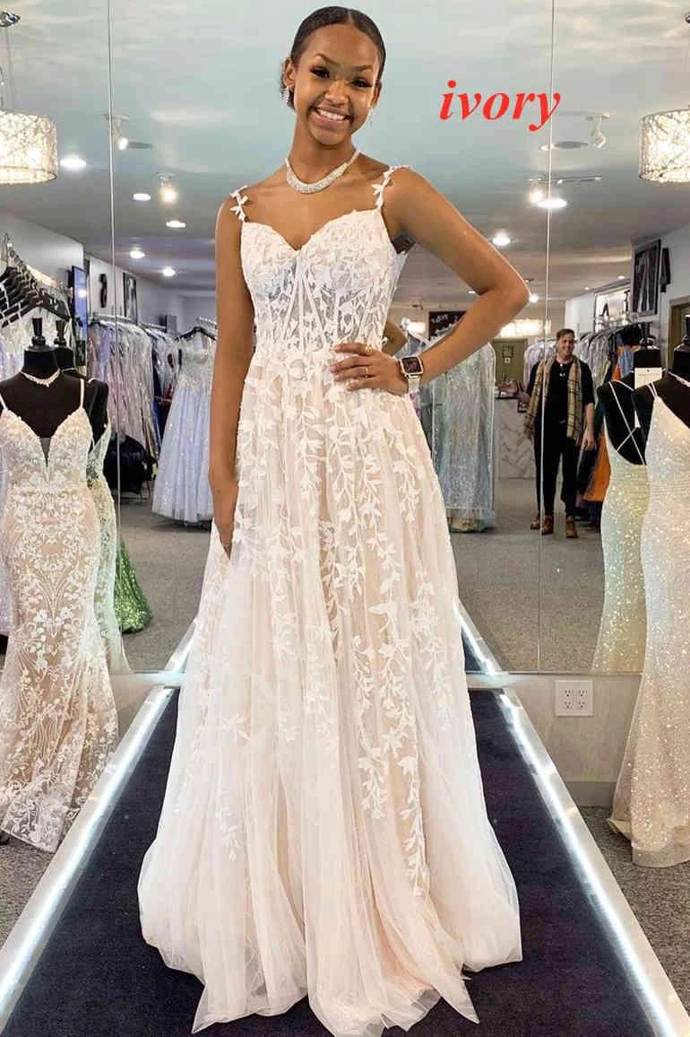 Mariana |A-line Sweetheart Lace Tulle Prom Dress with Slit by KissProm