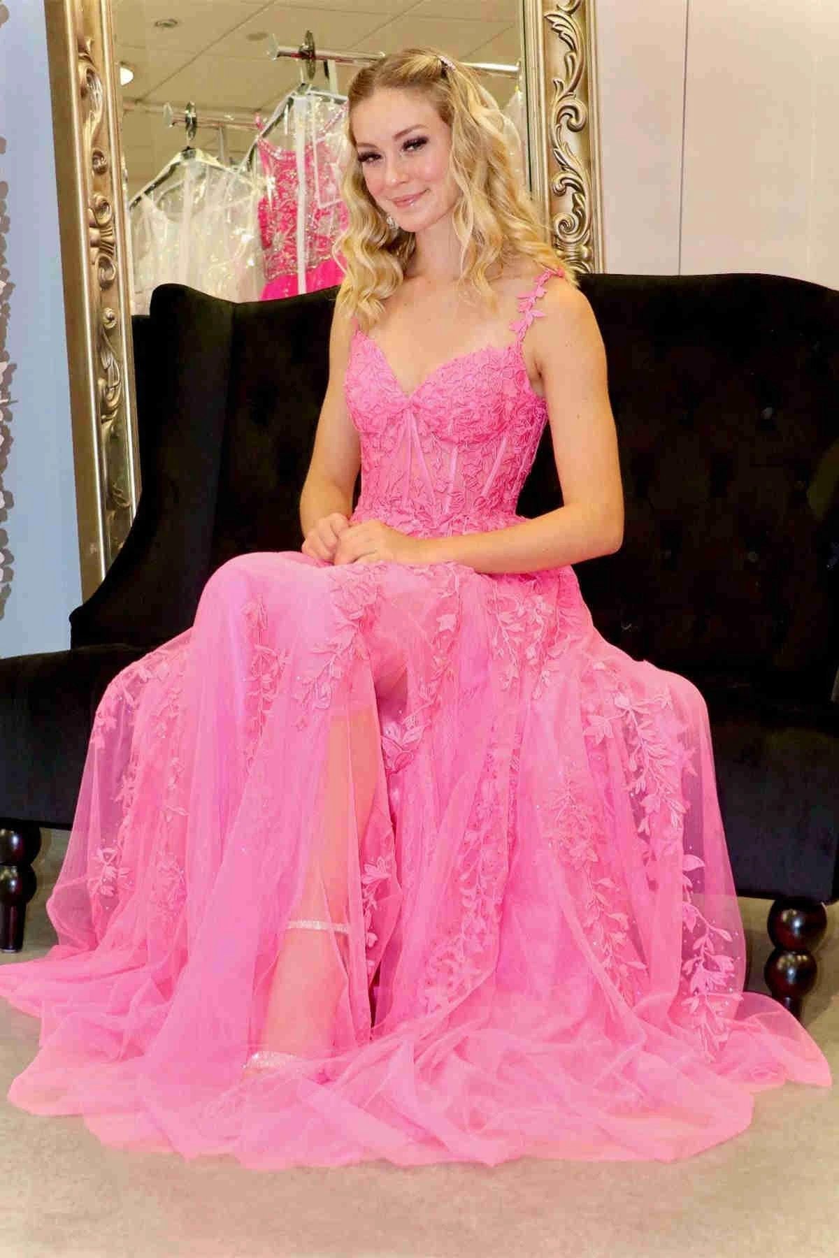 Mariana |A-line Sweetheart Lace Tulle Prom Dress with Slit by KissProm
