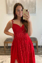 Mariana |A-line Sweetheart Lace Tulle Prom Dress with Slit by KissProm