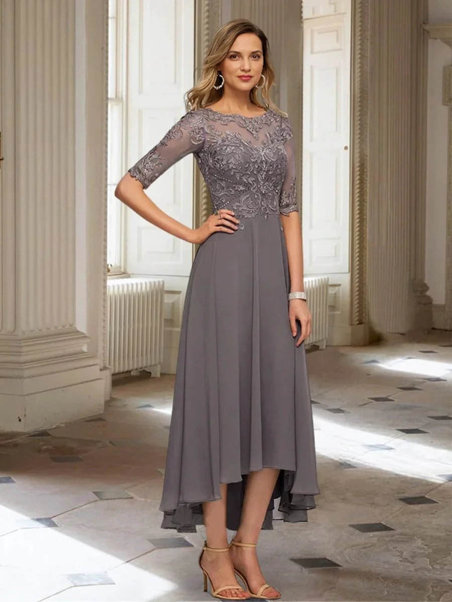 A-Line/Princess Half Sleeves Mother of the Bride Dresses with Applique by Dreamylily
