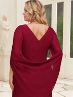 Trumpet/Mermaid Boat Neck Floor-Length Chiffon Mother of the Bride Dress With Pleated by Dreamylily
