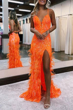 Sonia | Jade Sequin Lace V Neck Mermaid Prom Dresses with Slit by KissProm