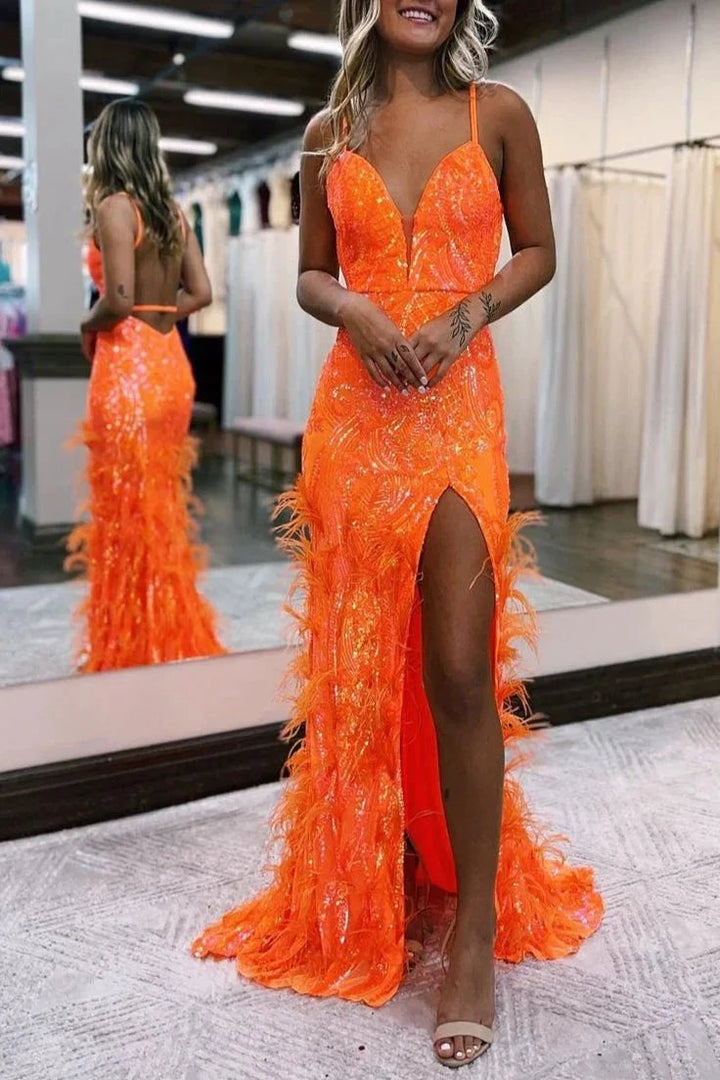 Sonia | Jade Sequin Lace V Neck Mermaid Prom Dresses with Slit by KissProm