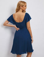 Numbersea U Back Homecoming Dress Formal Prom Dress Knee Length Short Sleeves Cocktail Party Dress 28077 by numbersea